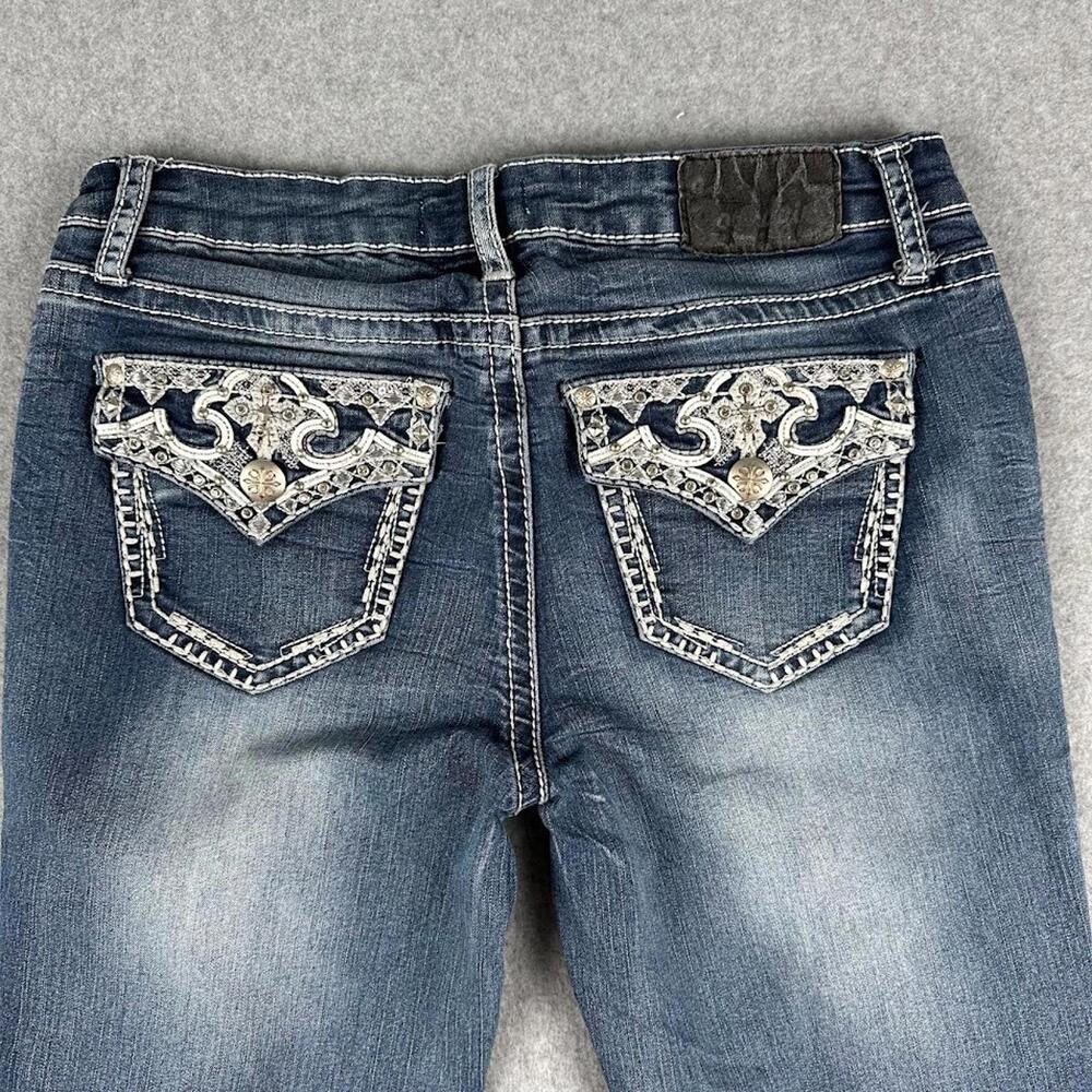 Soundgirl Jean Woman 7/8 Bootcut Rhinestone Bling Embroidered Pocket 28x31 Whisk